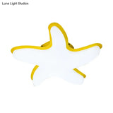 Children’s Starfish Led Nursery Ceiling Light - Grey/Pink/Yellow Flush Mount Fixture