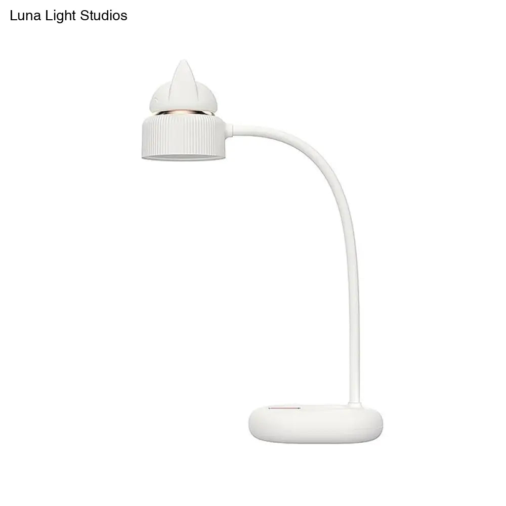 Childrens Usb Rechargeable Led Nightstand Light: White/Pink/Green Cat Rotating Table Lamp