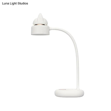Childrens Usb Rechargeable Led Nightstand Light: White/Pink/Green Cat Rotating Table Lamp