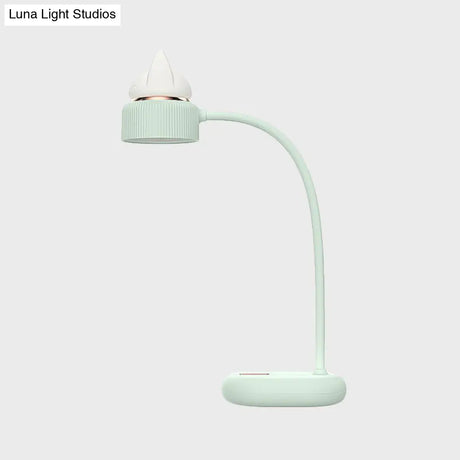 Childrens Usb Rechargeable Led Nightstand Light: White/Pink/Green Cat Rotating Table Lamp