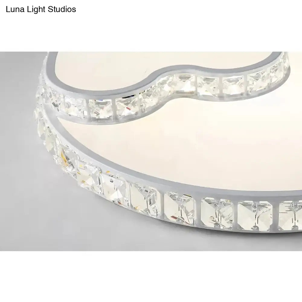 Children’s White Sky View Acrylic Flush Ceiling Light With Crystal Accent For Foyer