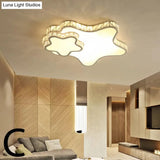 Children’s White Sky View Acrylic Flush Ceiling Light With Crystal Accent For Foyer