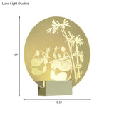 Chinese Acrylic Wall Lamp With Led Circular Design Featuring Panda And Bamboo Pattern - Clear Color