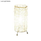 Chinese Bamboo Cylindrical Desk Light: 1 Bulb Task Lighting For Living Room In White/Coffee