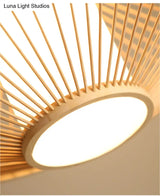 Chinese Bamboo Flying Saucer Pendant Light Fixture - 1 Suspension For Restaurants