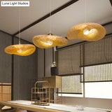 Chinese Bamboo Pendant Lamp | Handmade 1-Head Flaxen Ceiling Light 19.5/23.5 Long
