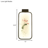 Chinese Black Led Wall Mounted Lotus/Peach Mural Lamp - Bedroom Lighting