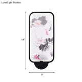 Chinese Black Led Wall Sconce With Metallic Chrysanths/Lotus Mural Lighting - Perfect For Your