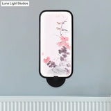 Chinese Black Led Wall Sconce With Metallic Chrysanths/Lotus Mural Lighting - Perfect For Your