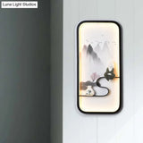 Chinese Ceramic Black Mountain Mural Lamp - Led Wall Lighting Fixture