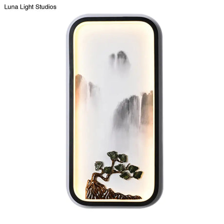Chinese Ceramic Black Mountain Mural Lamp - Led Wall Lighting Fixture