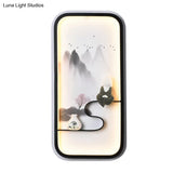 Chinese Ceramic Black Mountain Mural Lamp - Led Wall Lighting Fixture