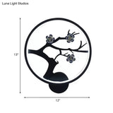 Chinese Iron Flower Branch Sconce With Led Wall Mount