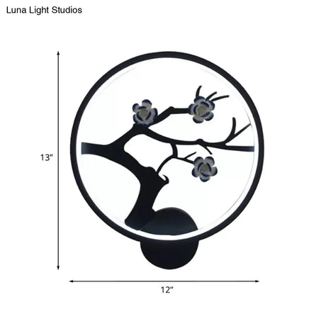 Chinese Iron Flower Branch Sconce With Led Wall Mount