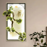 Chinese Landscape Pine Tree Iron Mural Sconce Light With Led Flush Mount - Green Decor / A