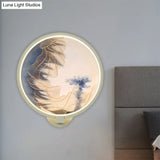 Chinese Led Acrylic Mountain Wall Lamp: White Mural Lighting For Living Room
