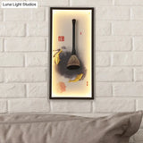 Chinese Metal Wall Lamp: Fish & Writing Brush Led Mural Light For Study Room In Black