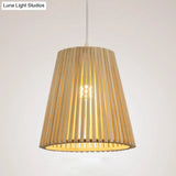 Chinese Pendant Lamp: Wood Ceiling Light With Bamboo Shade