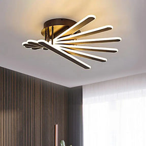 Chinese Style Acrylic Flush Ceiling Light Fixture With Led Brown 6/8 Lights - Flushmount Lighting 6
