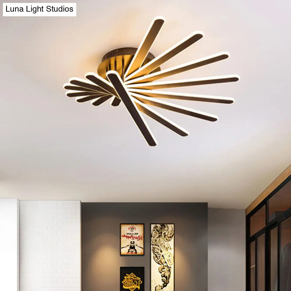 Chinese Style Acrylic Flush Ceiling Light Fixture With Led Brown 6/8 Lights - Flushmount Lighting