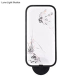 Chinese Style Acrylic Wall Mural Led Lamp: Rectangle Black Wall-Mounted With Bird Pattern