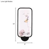 Chinese Style Acrylic Wall Mural Led Lamp: Rectangle Black Wall-Mounted With Bird Pattern