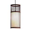 Chinese Style Bamboo Weaving Pendant Light - Wood Cage Hanging Lighting Fixture For Restaurants