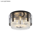 Chinese Style Double Tier Flush Lamp - Clear Glass Ceiling Mounted Light 4/5/6-Light Dining Room