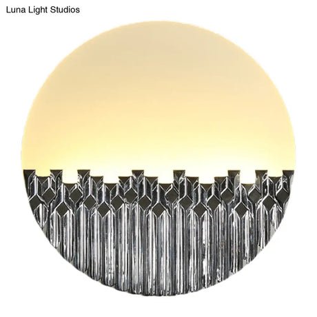 Chinese Style Led Corridor Wall Lamp: Blue/Silver Metallic Surface Patterned Light With Round