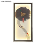 Chinese Style Led Wall Lamp - Black Lotus Seed And Fish Mural Lighting Fixture