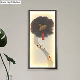 Chinese Style Led Wall Lamp - Black Lotus Seed And Fish Mural Lighting Fixture