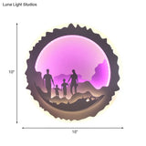 Chinese Style Led Wall Mounted Bedroom Mural Light With Loving Family/Surfing Pattern In