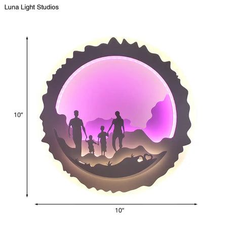 Chinese Style Led Wall Mounted Bedroom Mural Light With Loving Family/Surfing Pattern In
