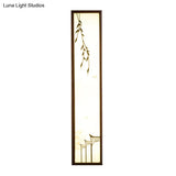 Chinese Style Led Wall Mural Lamp - Acrylic Brown Rectangle Mounted Light With Lotus/Leaf Pattern