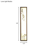 Chinese Style Led Wall Mural Lamp - Acrylic Brown Rectangle Mounted Light With Lotus/Leaf Pattern