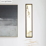Chinese Style Led Wall Mural Lamp - Acrylic Brown Rectangle Mounted Light With Lotus/Leaf Pattern