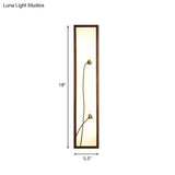 Chinese Style Led Wall Mural Lamp - Acrylic Brown Rectangle Mounted Light With Lotus/Leaf Pattern