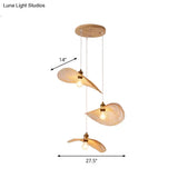 Chinese Style Lotus Leaf Pendant Light With Bamboo Shade - 1/3/6-Light Beige 14’/16.5’/19.5’ Wide