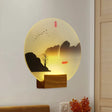 Chinese Style Mountain & River Led Wall Light Fixture Brown