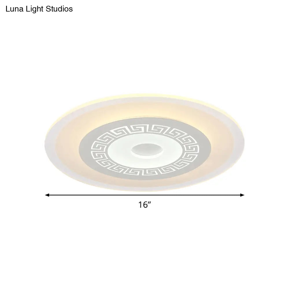 Chinese Style Ultrathin White Disc Led Flush Lamp - 16’/19.5’/23.5’ W Acrylic Ceiling Mount
