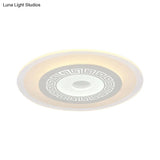 Chinese Style Ultrathin White Disc Led Flush Lamp - 16’/19.5’/23.5’ W Acrylic Ceiling Mount