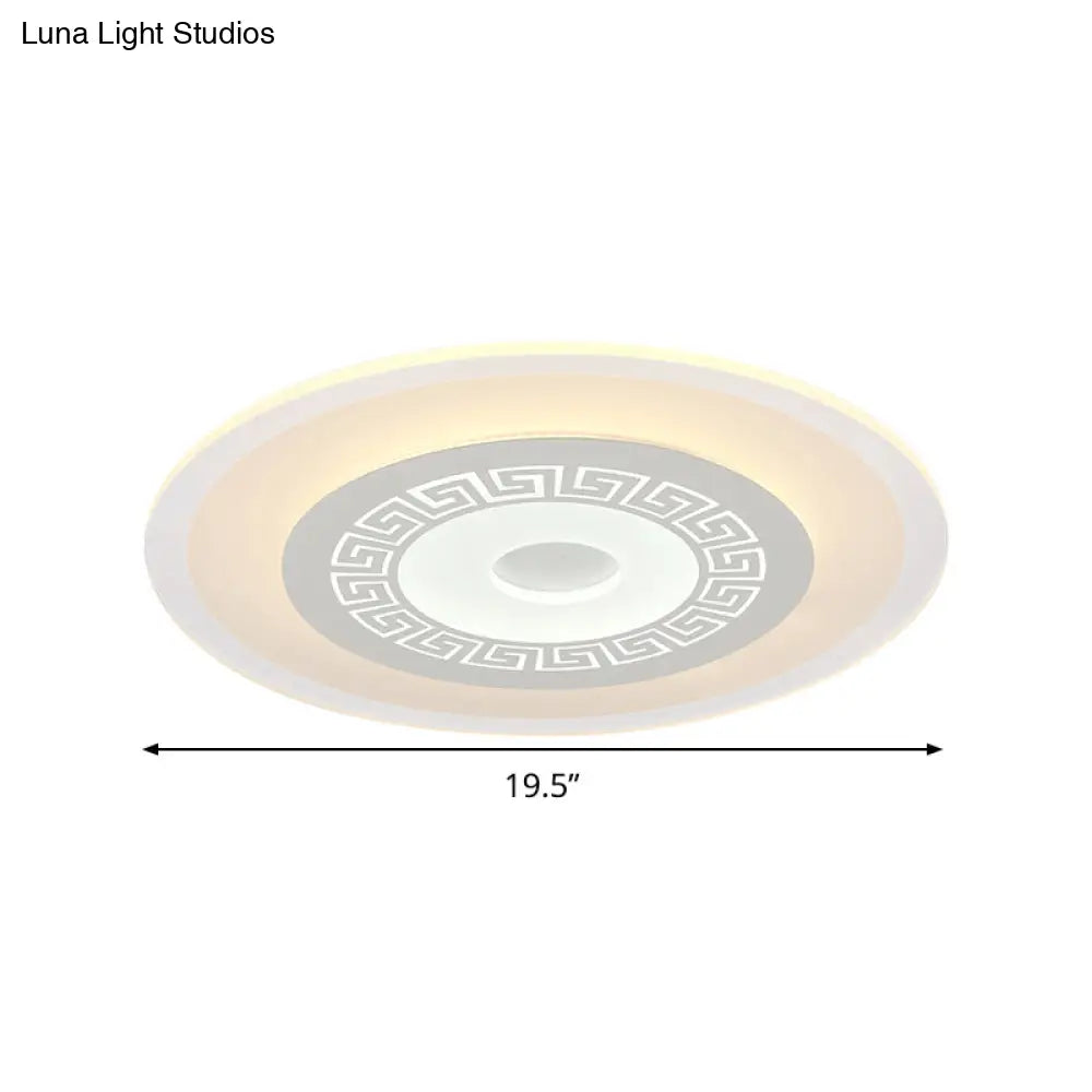 Chinese Style Ultrathin White Disc Led Flush Lamp - 16’/19.5’/23.5’ W Acrylic Ceiling Mount