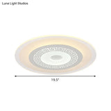 Chinese Style Ultrathin White Disc Led Flush Lamp - 16’/19.5’/23.5’ W Acrylic Ceiling Mount