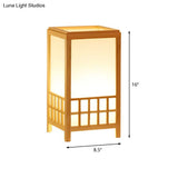 Chinese Wood Task Light Desk Lamp - Rectangular 1-Bulb Small Size Beige Perfect For Restaurants