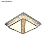 Chrome Beveled Crystal Led Ceiling Light With Embedded Square Flush Mount
