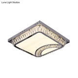 Chrome Beveled Crystal Led Ceiling Light With Embedded Square Flush Mount