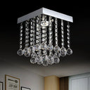 Chrome Crystal Flush Mount Ceiling Light Fixture With Cascading Balls Clear / 8’