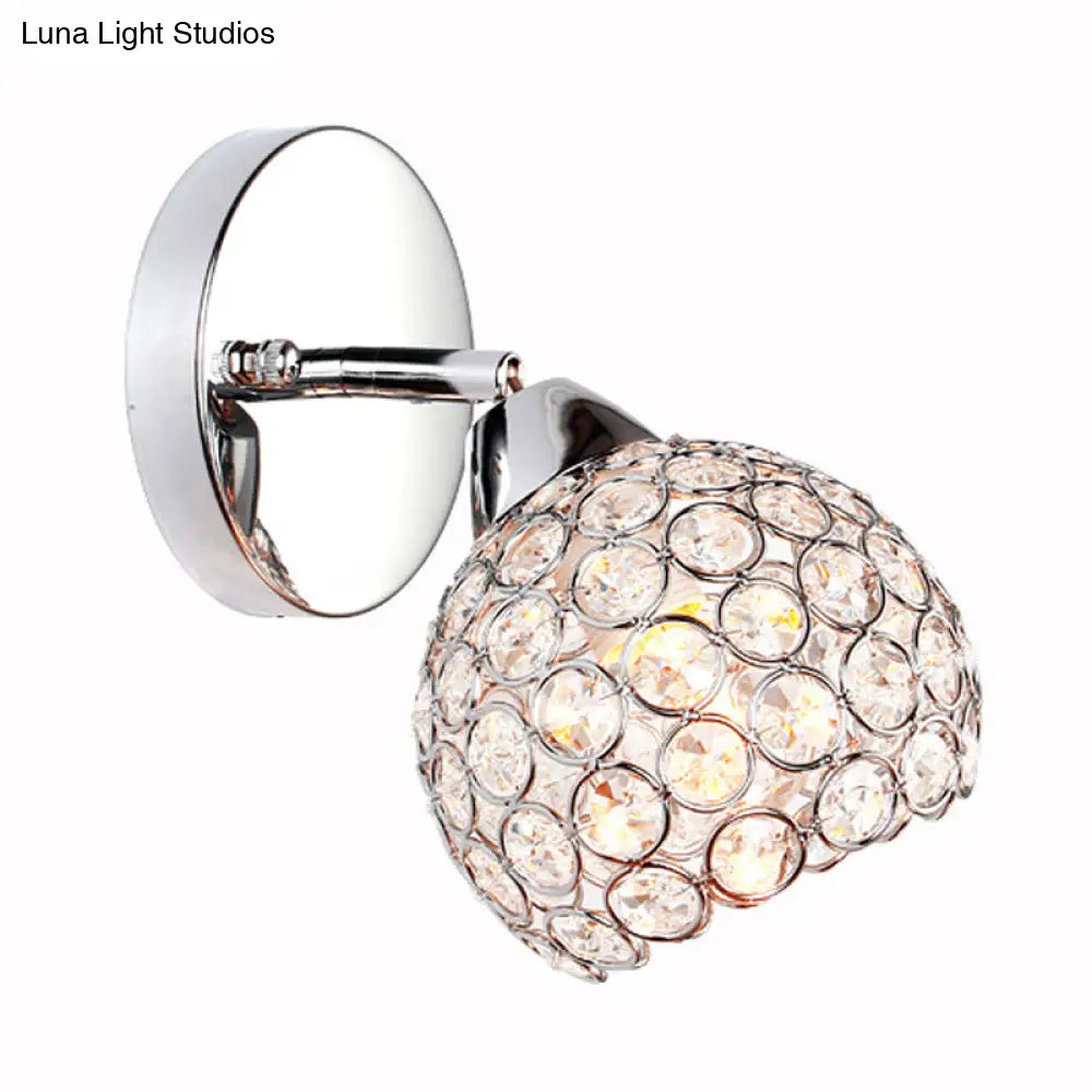 Chrome Dome Crystal Wall Sconce With 1 Light - Elegant Lighting For Living Room