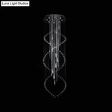 Chrome Finish Crystal Bead Spiral Waterfall Flush Mount Lamp - 5 - Head Stairway Fixture