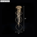 Chrome Finish Crystal Bead Spiral Waterfall Flush Mount Lamp - 5 - Head Stairway Fixture